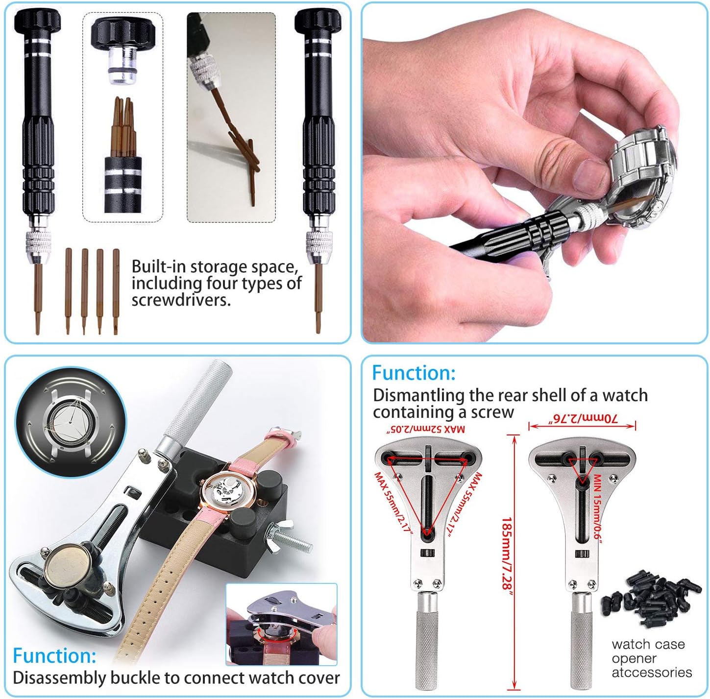 Watch Repair Kit, Watch Case Opener Spring Bar Tools, Watch Battery Replacement Tool Kit, Watch Band Link Pin Tool Set with Carrying Case and Instruction Manual: Home Improvement