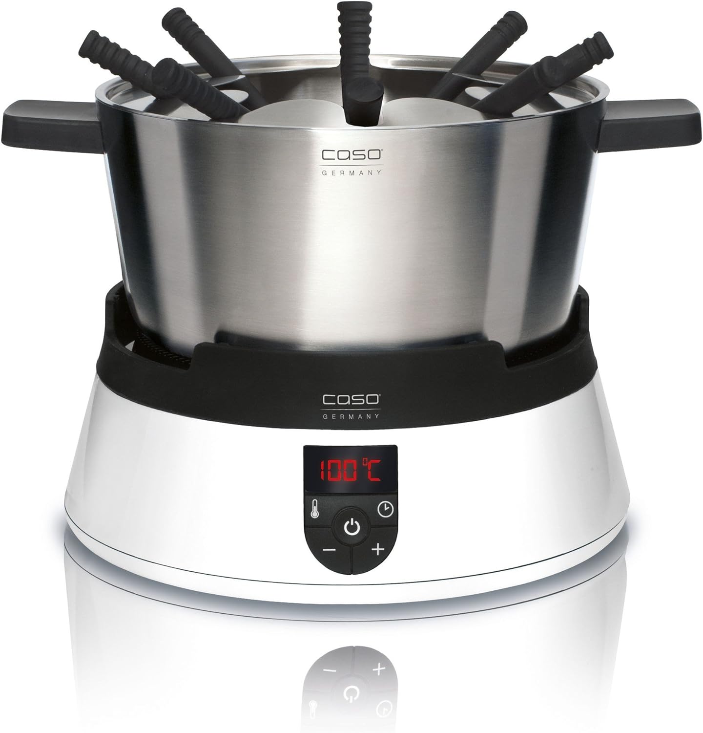 Caso 2280 Induktions FonDue (für 8 Personen, 60 bis 240 Grad celsius Temperatureinstellung, gleichmäßige Erwärmung durch hochwertigen Fonduetopf) weiß