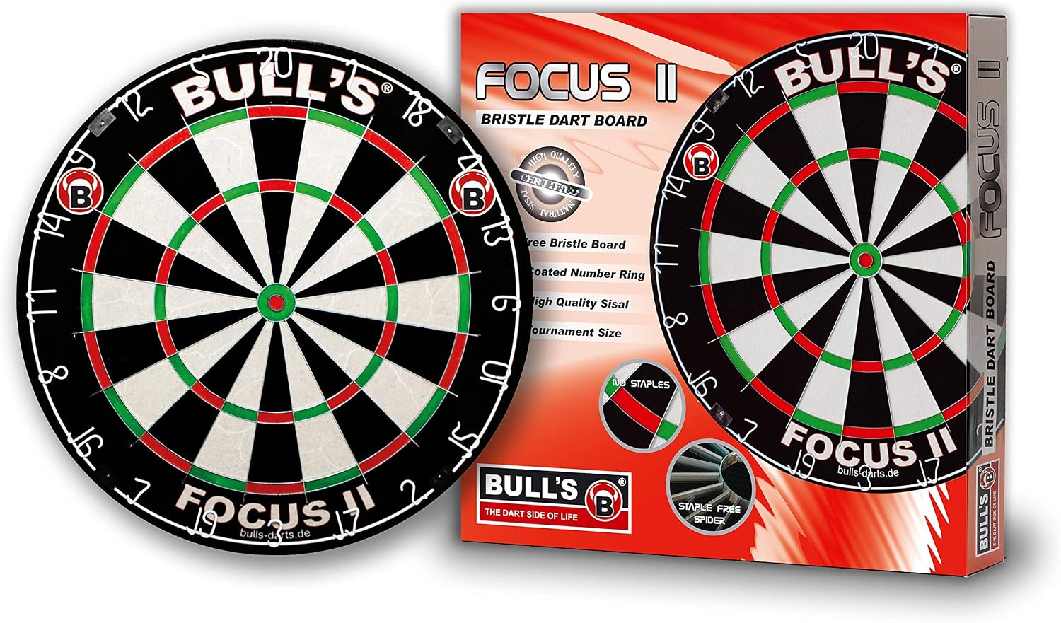 Bulls Unisex Adult Focus Bristle Dartboard - Multicoloured, Medium, Multi-coloured