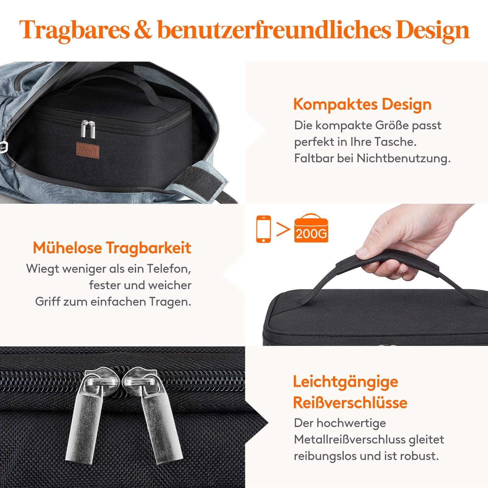 Lifewit Kühltasche Klein Isolierte für Männer Frauen, Faltbar Lunchbox Lunchtasche Isoliertasche Tragbare Kühlbox für Herren Damen für Picknicks Arbeit, Schwarz 9L 4