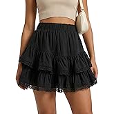 Queeo Women's Flowy Ruffle Skorts Shorts High Waisted Boho Cute Mini Skirts Casual Dressy Summer Beach Golf Shorts Vacation