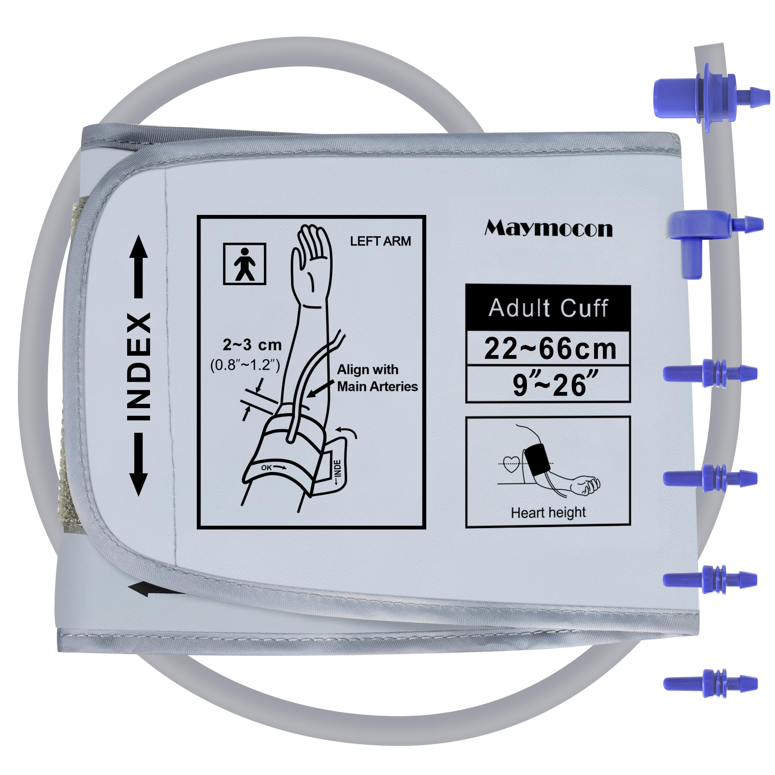 Maymocon XXL Blood Pressure Cuff for Large Arms, Fits 32-66CM (13-26 Inches), Compatible with Omron & Most Brands, Includes 6 Connectors