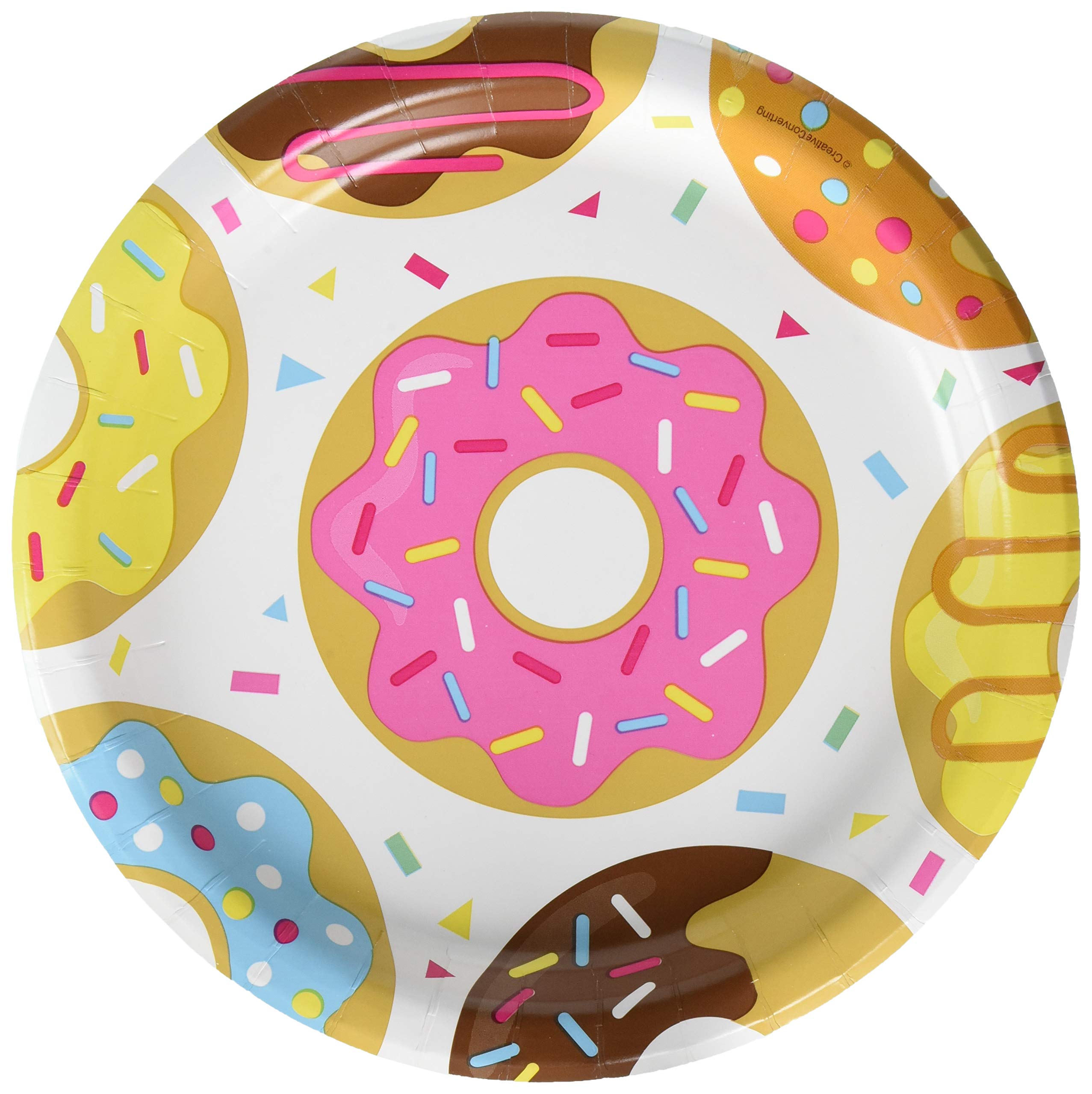 Creative Party Colourful Donuts Paper Dinner Plates - 8 Pcs