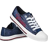 FOCO Womens NFL Team Logo Ladies Fashion Color Glitter Low Top Canvas Sneakers Shoes