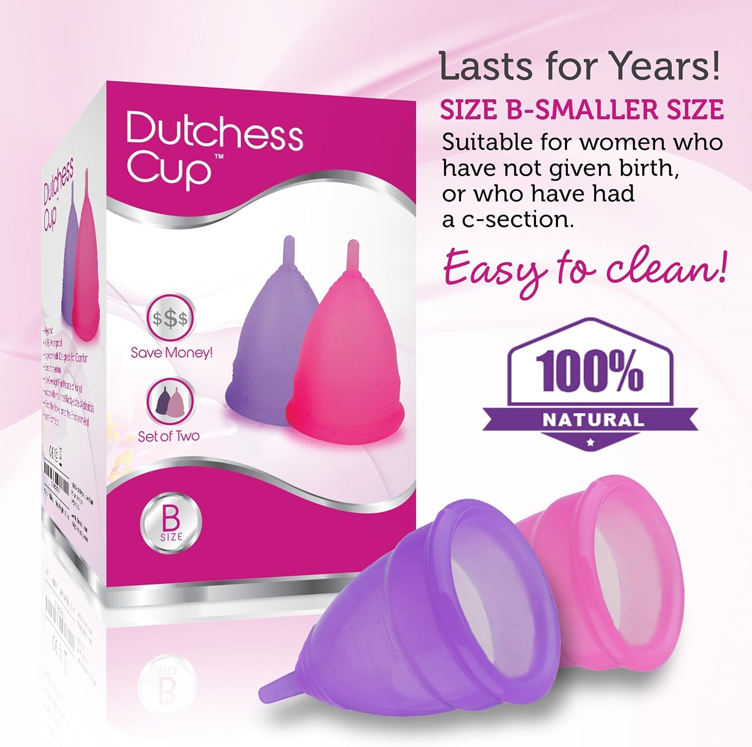 Dutchess Menstrual Authentic Original Cups Set of 2 with Free Bags - Small (B) - No 1 Economical Feminine Alternative Protection for Cloth Sanitary Napkins for Menstruation: Health & Personal Care