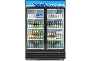 Wilprep Two Door Commercial Refrigerator, 40 cu. ft. Swing Door Merchandiser Refrigerator with Tempered Glass & LED Lighting, ETL Listed Fog Free Beverage Display Refrigerator for Office Bar Store…