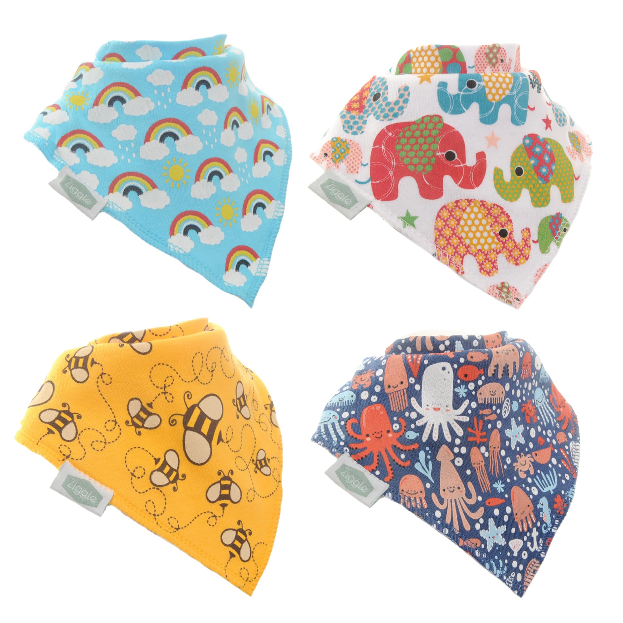 Ziggle - Bandana Dribble Bibs - Cotton Front Baby Bibs Newborn to 24 Months - Newborn Baby Gifts - Baby Bibs For Keeping Baby Teethers Dry - Colour Burst