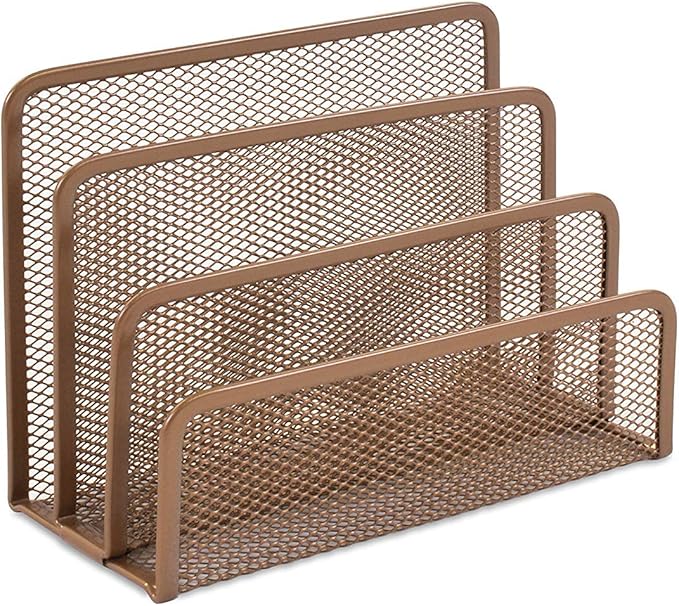 Osco Rose Gold Mesh Metal Desk Organising & Storage Equipment (Letter
