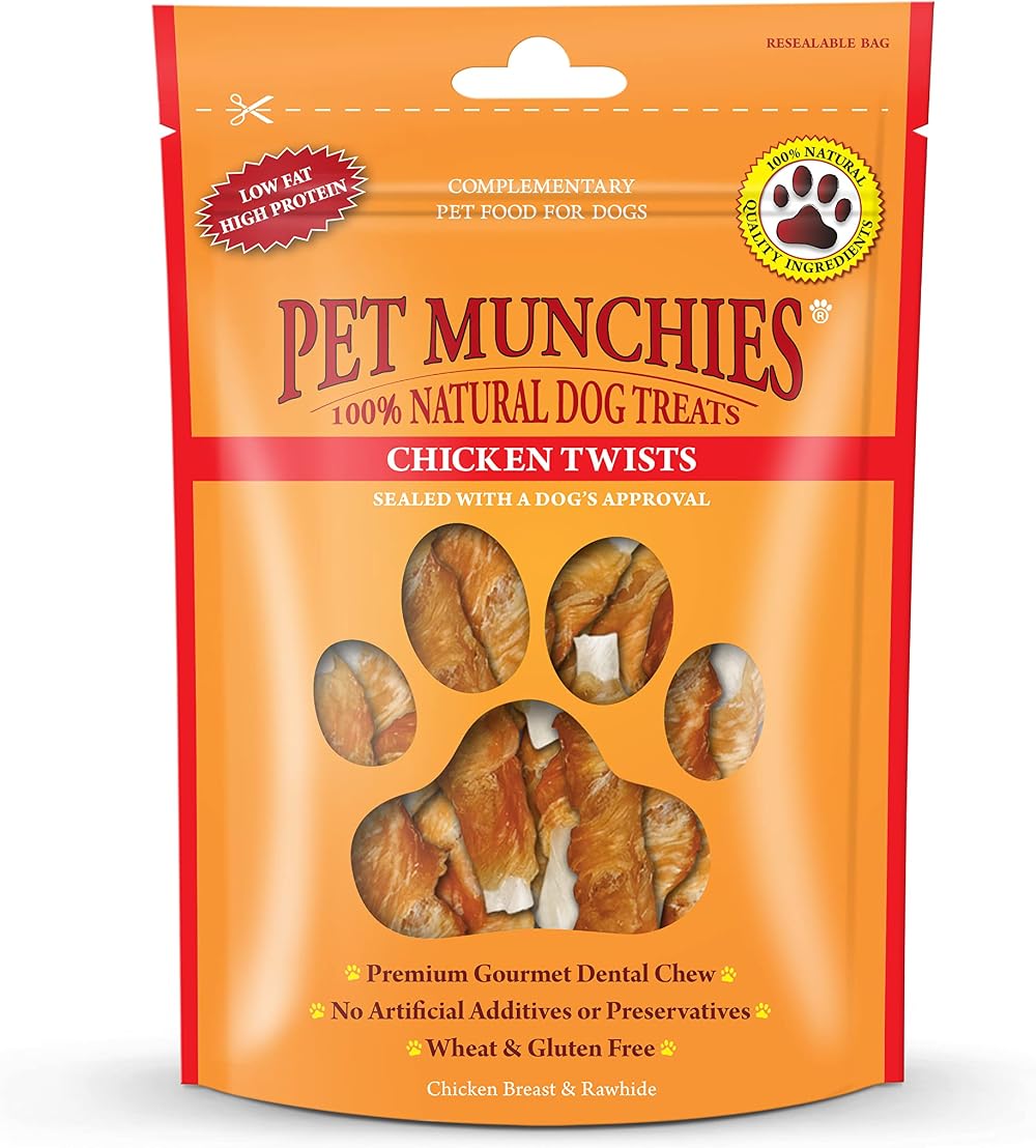 Pet Munchies Chicken Twists 80g Premium Grain Free Dental Sticks Dog Treats