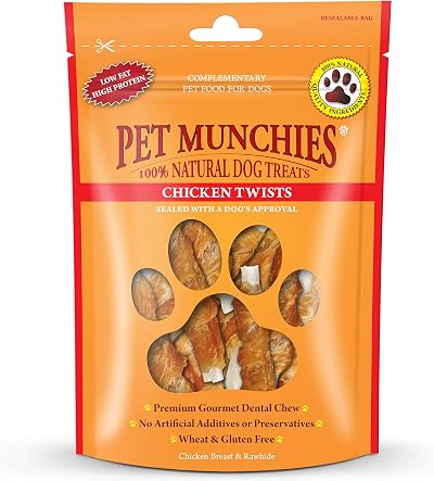 Pet Munchies Chicken Twists 80g Premium Grain Free Dental Sticks Dog Treats