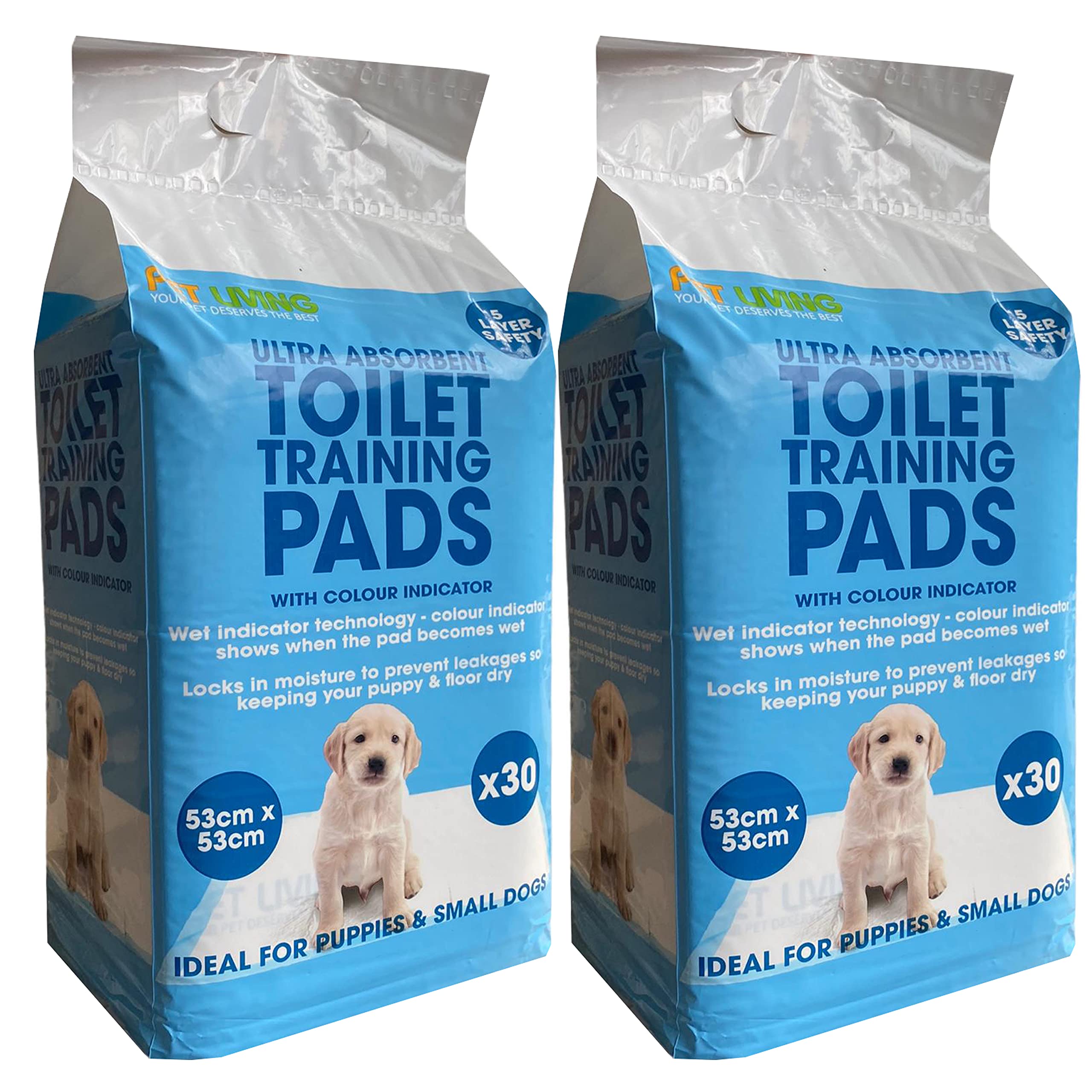 Ultra Absorbent Toilet Training Pads For Puppies and Dogs Training Pads With 5 Layer Safety 53CM X 53CM Large Size (60 PADS)