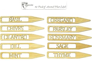 Vyperion Herb Garden Bamboo Plant Labels | Laser Cut 6" x 1" Weatherproof Plant Markers, Herb Markers for Outdoor Garden, Plant Markers for Outdoor Plants, Herb Garden Signs