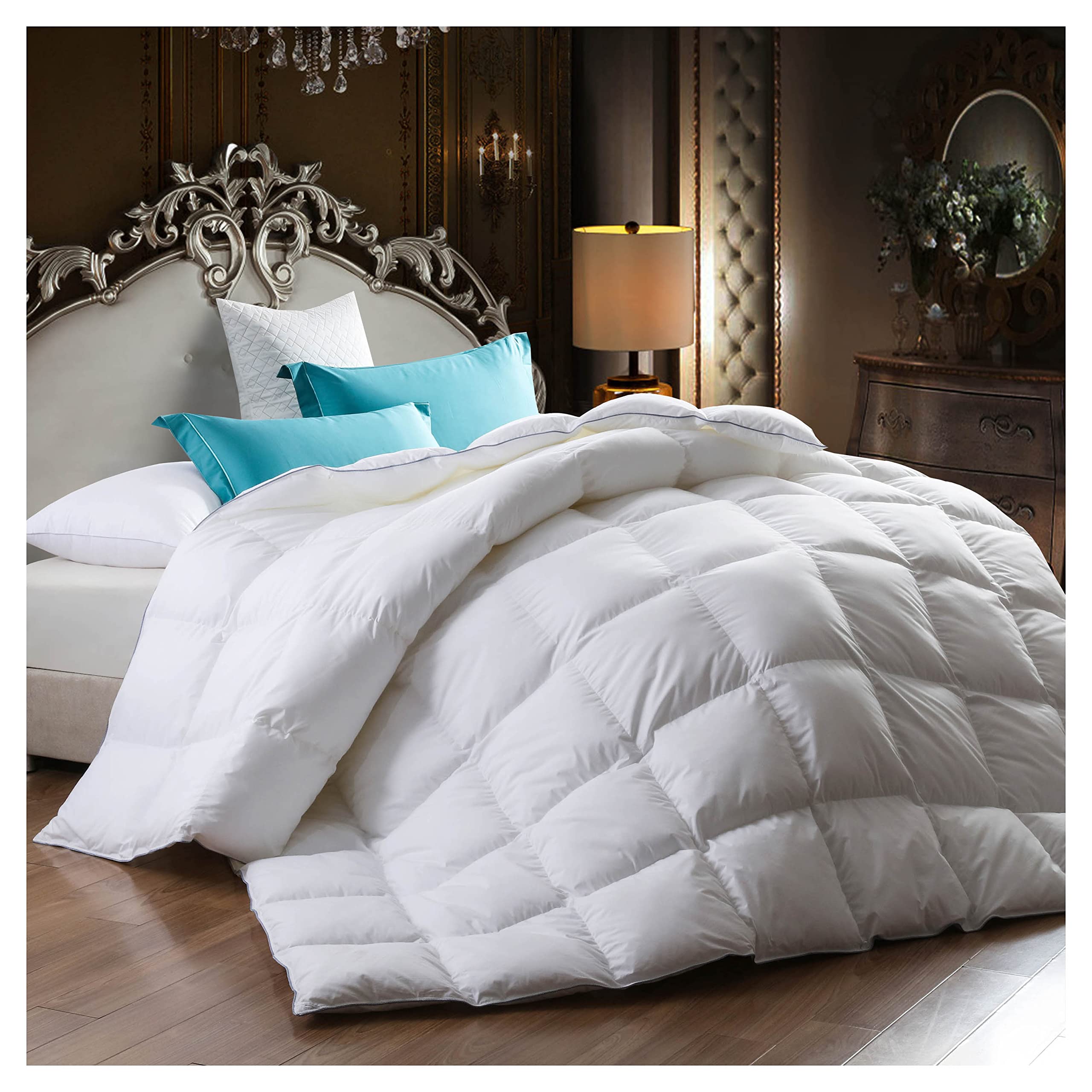 Duck Feather and Down Duvet 13.5 Tog Luxury Quilt Comforter Premium Quality, Computer Quilted Self Fabric Piping, Super Soft, Warm and Cosy, Anti Allergy (13.5 Tog, King (U.K. Standard))