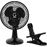 Genesis 6-Inch Clip Convertible Table-Top & Clip Fan Two Quiet Speeds - Ideal For The Home, Office, Dorm, More Black (A1CLIPF