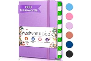 BLESWIN Password Keeper Book – Internet Password Book with Alphabetical Tabs, Portable Password Book for Seniors, Perfect Pocket Size 6.1 * 4.7” Small Password Book for Your Password Management – Purple