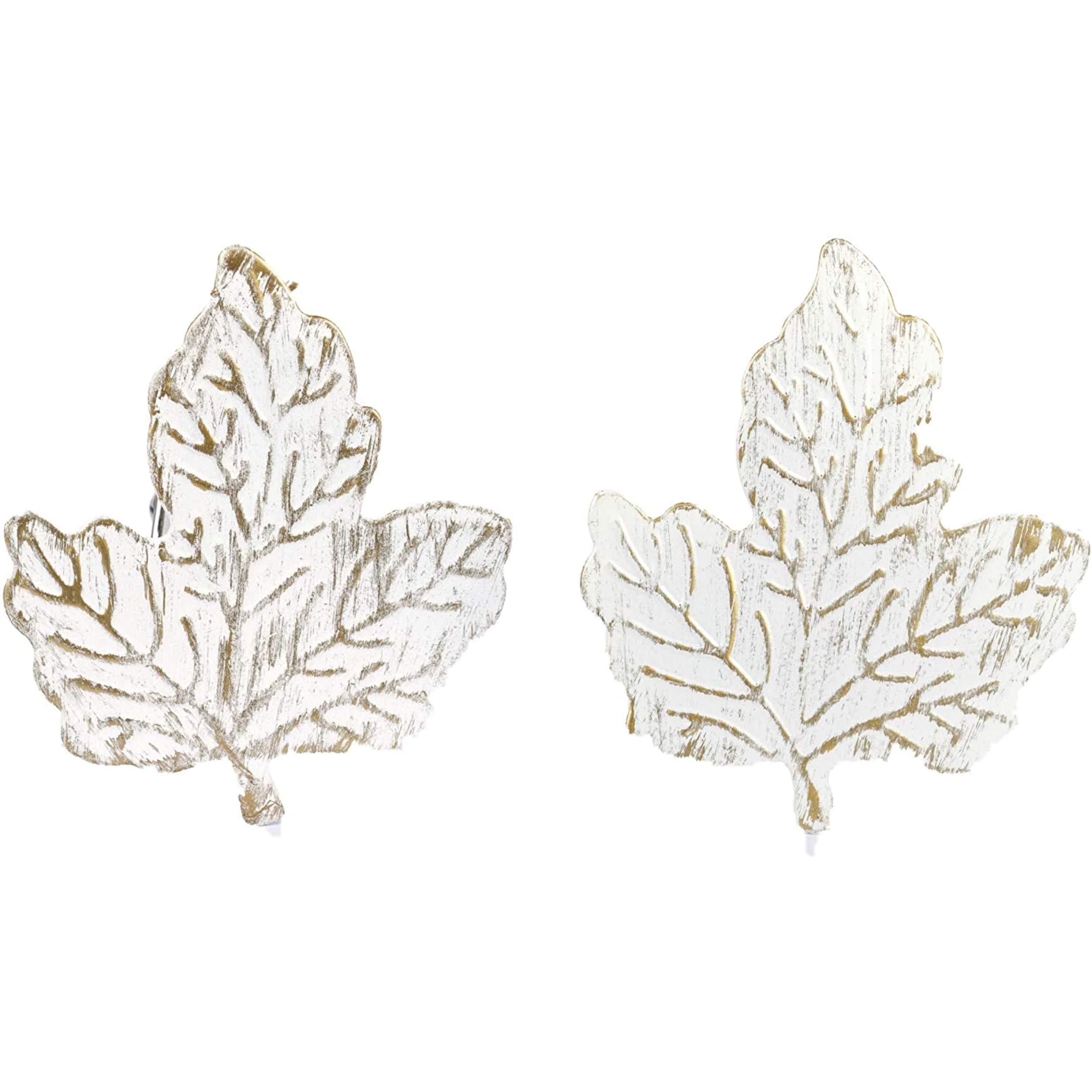 YVAN MOINS CHER Set Of 2 Metal Curtain Clips Decorating Leaf Tieback For Window Or Bay Decoration- Small Model- This Clip Will Be Used To Attach Your Curtain- White/Gold