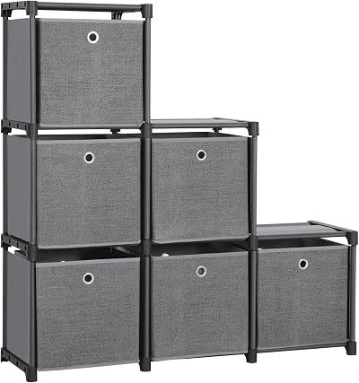 SONGMICS Ladder Storage Unit 6 Cubes with Boxes DIY Closet Organiser