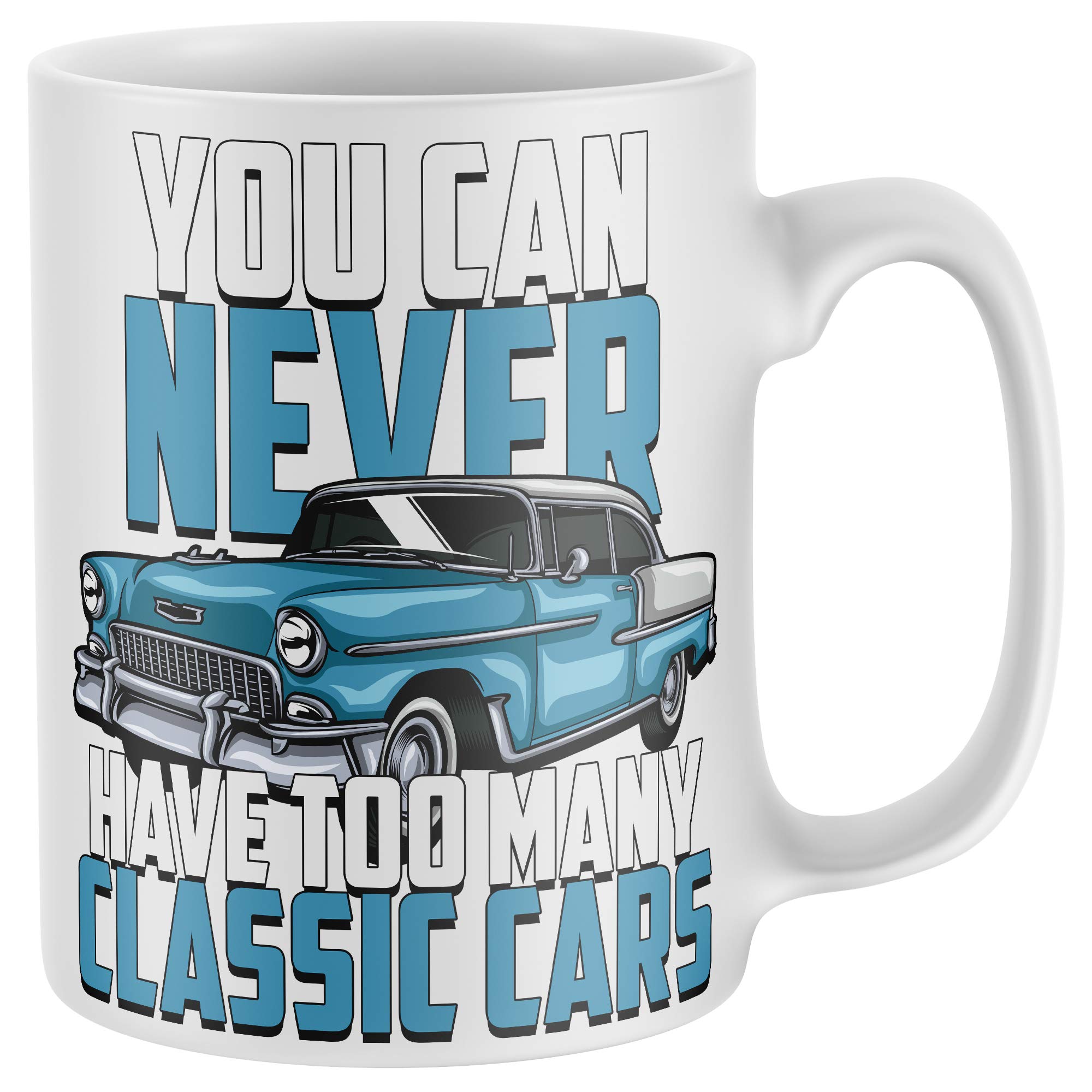 Purple Print House Mens You Can Never Have Too Many Classic Cars Mug - Funny Birthday Vintage Car Gifts For Him - Car Collector Coffee Cup, White, One Size