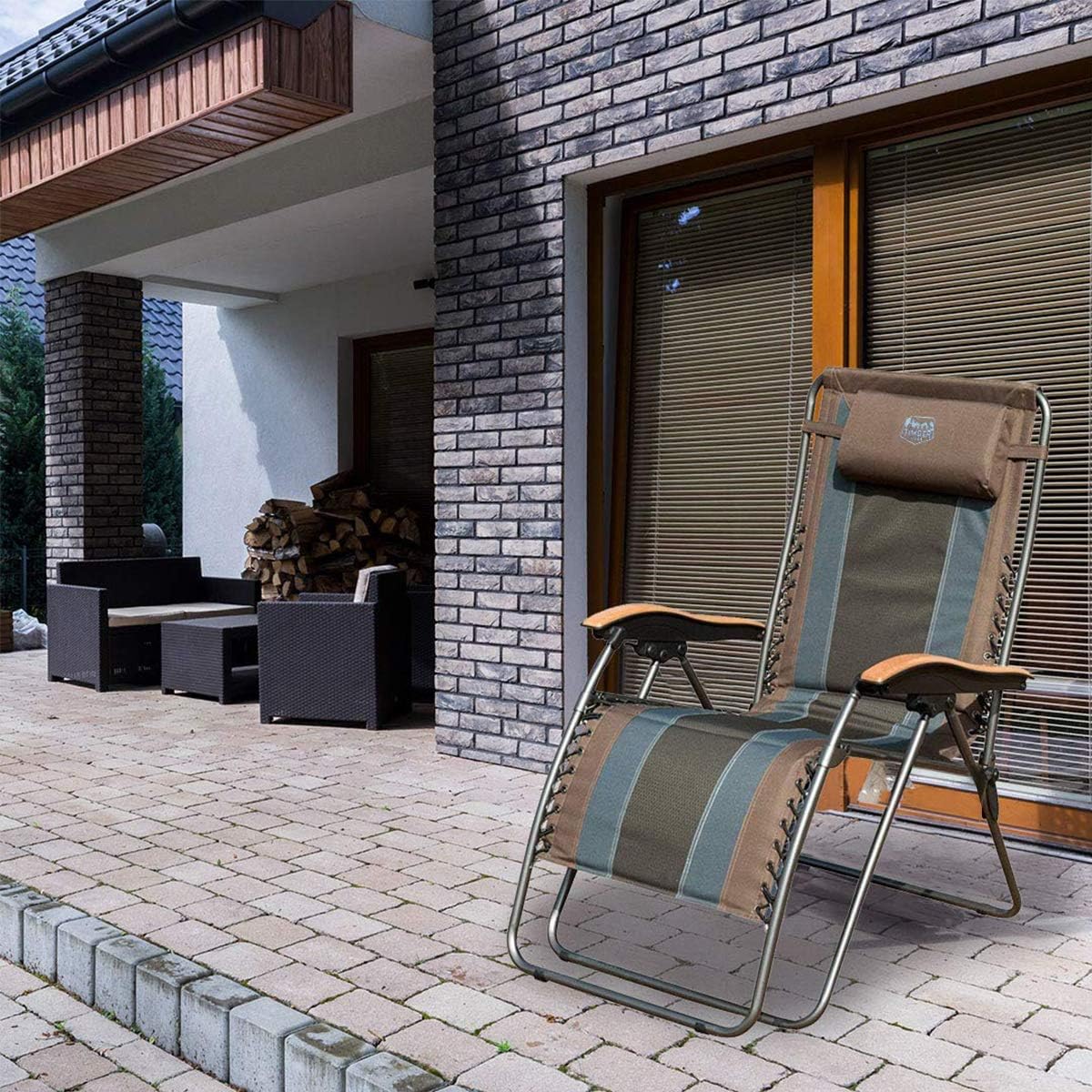 Timber Ridge Zero Gravity Chair Oversized Recliner Padded Folding Patio Lounge Chair 350lbs Capacity Adjustable Lawn Chair with Cup Holder, Headrest, for Outdoor, Camping, Patio, Lawn : Garden & Outdoor