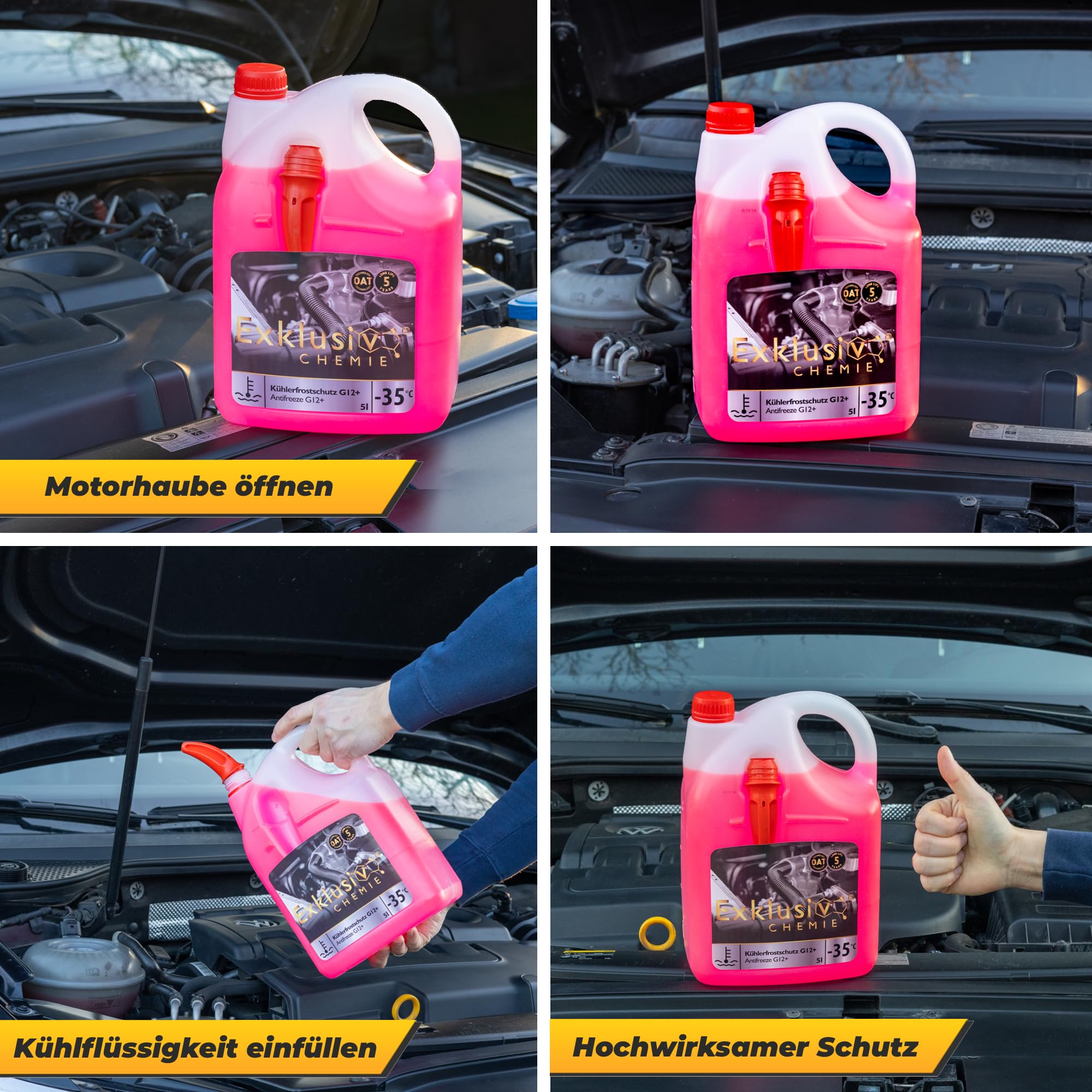 Exklusiv Chemie G12+ Kühlerfrostschutz bis -35° - 5 Liter - 5 Jahre | Kühlflüssigkeit Auto | G12 Kühlmittel Auto | Gebrauchsfertig | Langlebiger Schutz 2
