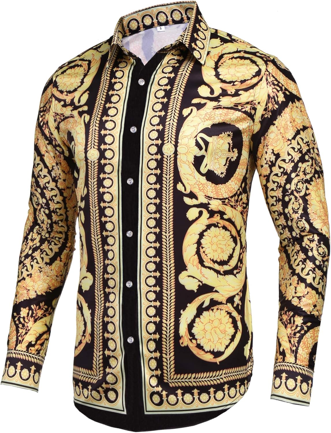 Pacinoble Mens Long Sleeve Fashion Luxury Design Print Dress Shirt at  Men’s Clothing store