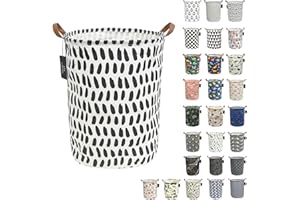 laundry baskets,bedroom hamper,kitchen organization,GodenMoninG 62.8L Waterproof Round Cotton Linen with Handles Collapsible storage basket. (Finger DOts)