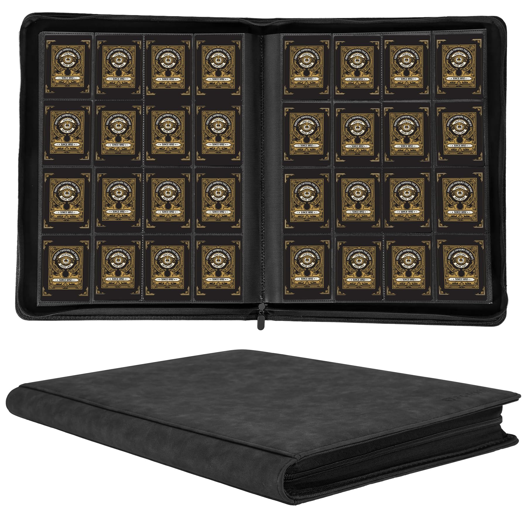 Photo 1 of 1000+ Pockets Trading Card Binder, 16 Pockets Trading Card Binder Ringless Side Loading Trading Card Album Folder for TCG,MTG,Sports Cards (Black)