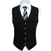 HISDERN 315 Men's Suit Vest Vintage Tuxedo Vests for Men Business Formal Dress Suit Prom Waistcoat with 3 Pocket