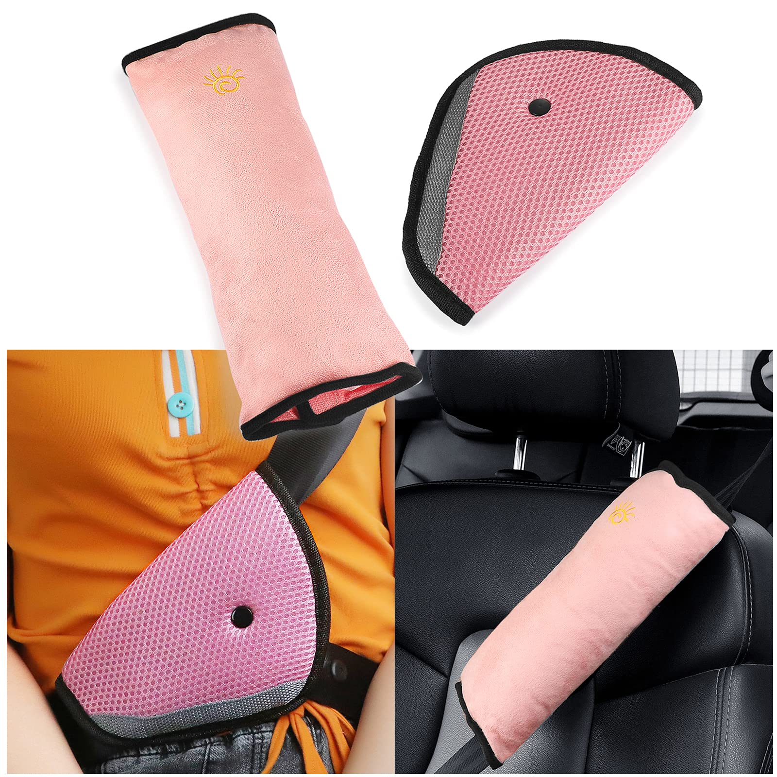 2-4 Pack Seat Belt Pillow Car Seat Belt Covers for Kids, Adjust Vehicle Seat Belt Cushion Protector Cushion Plush Soft Auto Seat Belt Strap Cover Headrest Neck Support for Children Baby