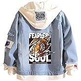 Lapus Unisex False Two Pieces Denim Jacket Fashion Denim Hoodies Coats Button Down Hoodie for Teen Adult
