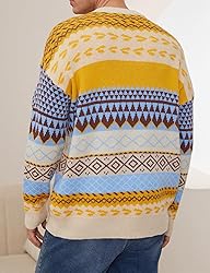 Flygo Men's Vintage Grandpa Sweater Crewneck