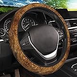 Wood Grain Print Steering Wheel Cover, Non-Slip