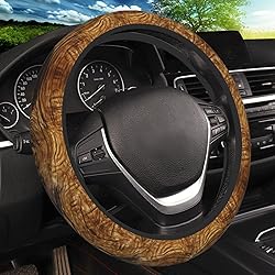 Wood Grain Print Steering Wheel Cover, Non-Slip