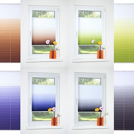 HOMELIA Klemmfix-Plissee Farbverlauf, Stoff: 100% Polyester, verspannt ohne Bohren oder Schrauben, 045 x 130 braun , blickdic