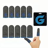 10-Pack Mobile Gaming Finger Sleeves–Thumb Sleeves for Mobile Games, 0.15mm Superconducting NanoSilverFiber, Supersensitive, Anti-Sweat Durable,Compatible with All Touchscreen Devices