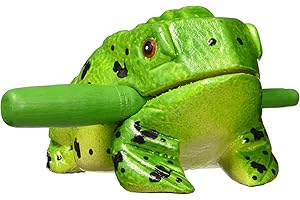 GABUR Unique Thailand 5 inch Hand Carved Wooden Frog Musical Instrument Tone Block (Green type 3)