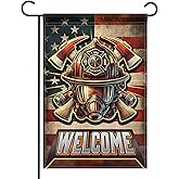 FLAGMEUP8386 Welcome Firefighter Garden Flag 12x18 Inch - Double Sided First Responder Hero US Flag - Outdoor Indoor Décor & Gifts for Firefighters & Families