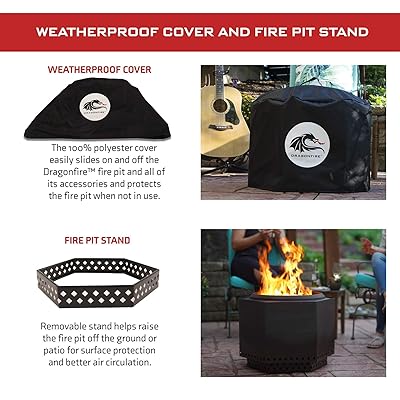 Buy Dragonfire 23 5 Inch Smokeless Wood Burning Outdoor Bonfire Fire Pit Bundle Includes Stand Spark Screen Waterproof Cover Great For Camping Cooking Tailgating And Patio Bronze Online In Indonesia B08x1yfkmy