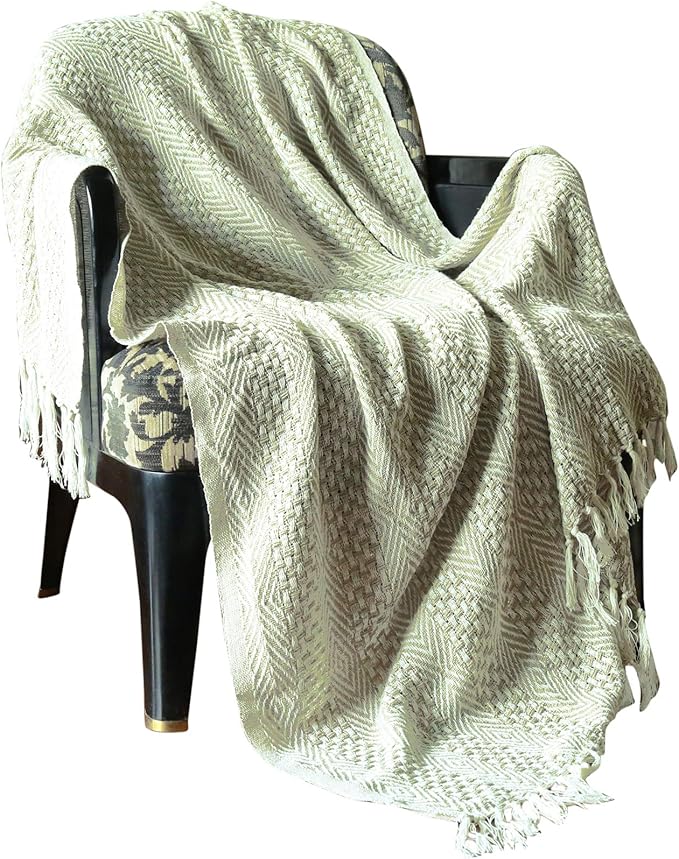 Rustic Throw 100 Cotton Blanket Modern Boho Living Room Decor Warm