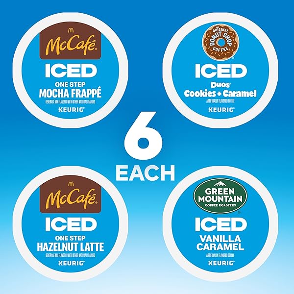 THE ORIGINAL DONUT SHOP® K-CUP ICED DUOS COOKIES AND CARAMEL COFFEE – COMPATIBLE WITH KEURIG BREWER – MEDIUM – 24 / BOX