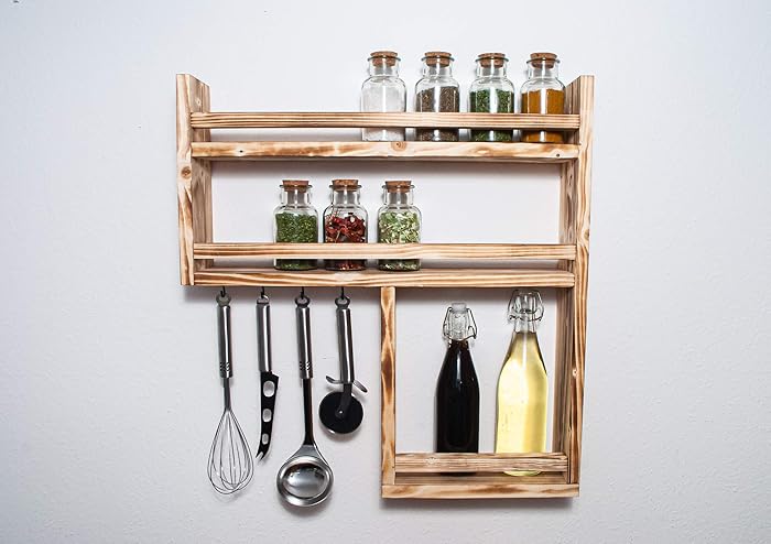 Gewürzregal aus Holz - Küchenregal - Handarbeit - Wandregal