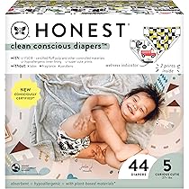 The Honest Company Clean Conscious Diapers - Hypoallergenic, Fragrance-Free, Size 6, 68 Count
