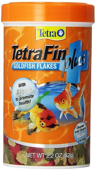 TETRAFIN PLUS GOLDFISH FLAKES 2.2 OUNCES, BALANCED DIET, WITH ALGAE TO PROMOTE HEALTH,ORANGES