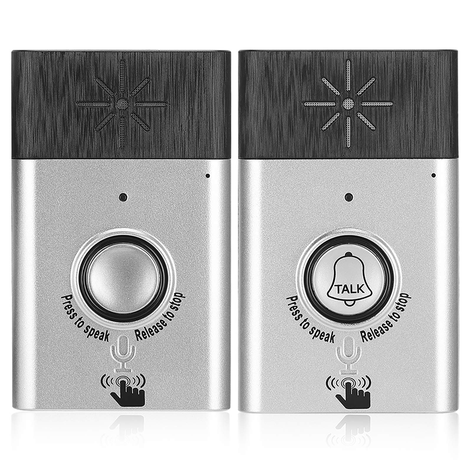 Portable Wireless Voice Intercom Doorbells, Two-Way Talk Home Doorbell Intercom Kit Indoor/Outdoor Chime Interphone System Home Security System Intercom Systems