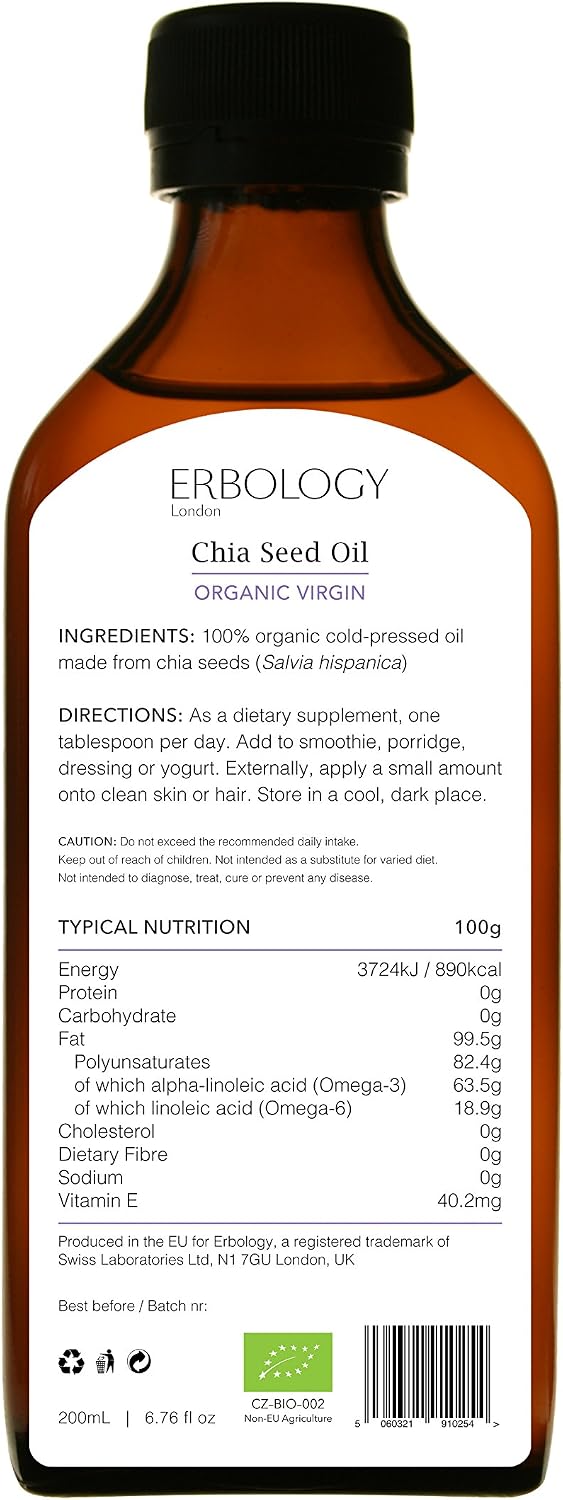 Organic Cold-pressed Chia Seed Oil 200ml - Rich in Omega-3 and Vitamin E, 250 ml (Pack of 1) - Image 3