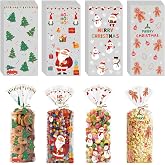 Riccioofy Christmas Treat Bags - 120 PCS Cellophane Candy Bags | CHRISTMAS Bags for Gifts | Xmas Party Favors for Kids | Small Christmas Gift Bags Baskets Decorations
