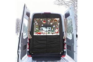 Vanhoxcci Insulated Rear Door Van Chill Curtain Fit for Mercedes Sprinter 2007-2025 High Roof, Thermal Blackout Privacy, Waterproof Canvas & PVC Window, Auto-Magnet Cover, Vanlife