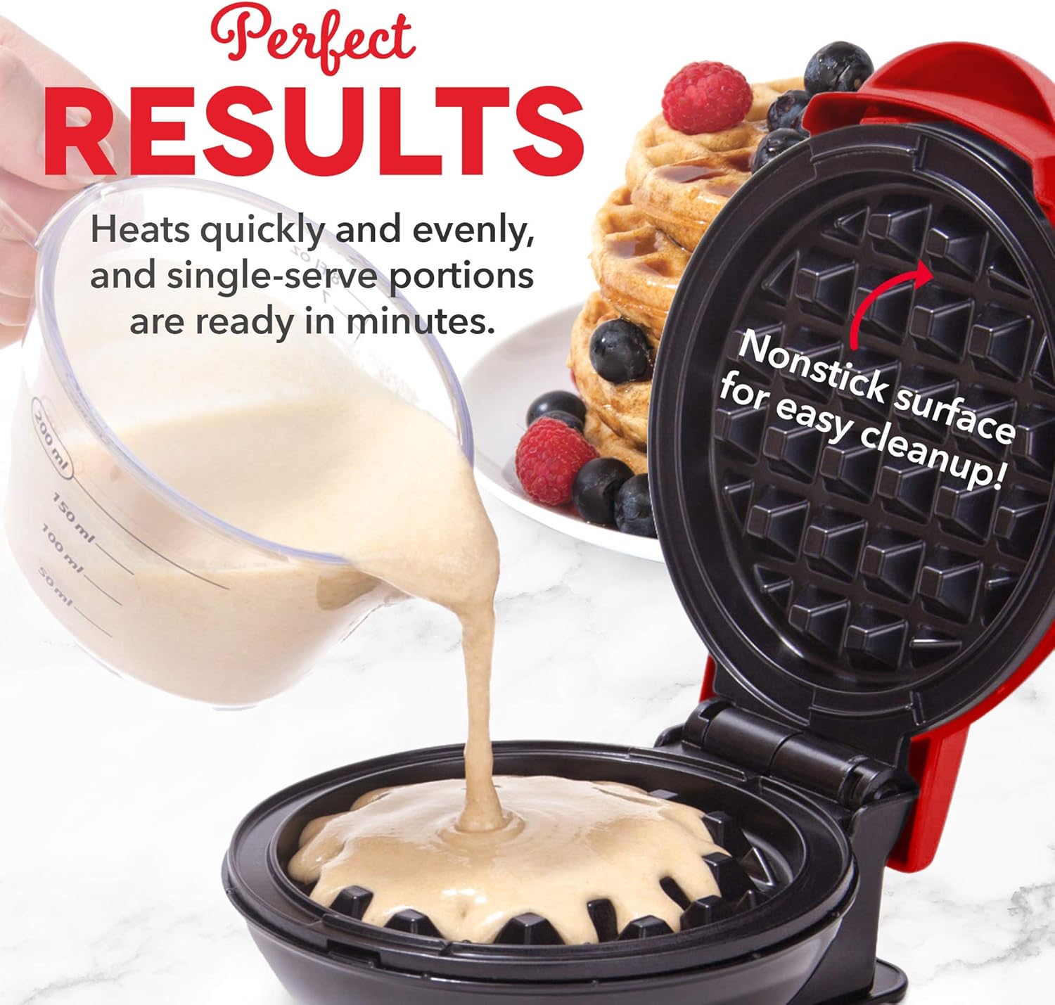 Dash Mini Maker: The Mini Waffle Maker Machine for Individual Waffles, Paninis, Hash browns, & other on the go Breakfast, Lunch, or Snacks - Red: Kitchen & Dining