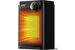 Lerat Electric Space Heater, Small Heater for Indoor Use, 1200W PTC Fast Heating Portable Heater, Overheat & Tip-Over Protection, Heating & Fan Modes for Bedroom, Office, Camping, Black
