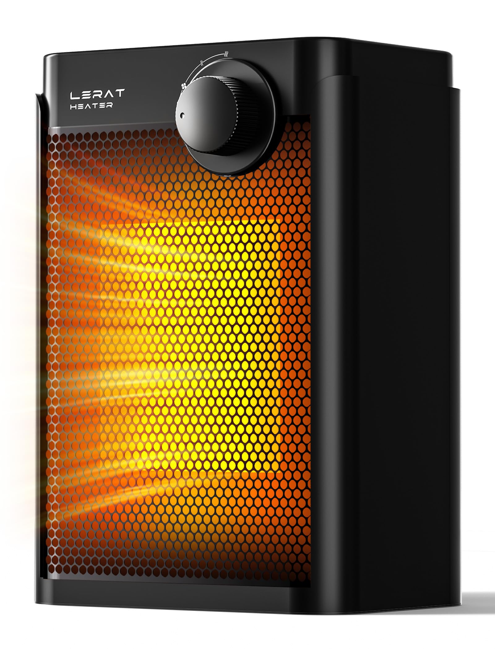 View 1 of **HEAT FUNCTION IS NON-FUNCTIONAL COOL AIR ONLY*** Lerat Electric Space Heater, Small Heater for Indoor Use, 1200W PTC Fast Heating Portable Heater, Overheat & Tip-Over Protection, Heating & Fan Modes for Bedroom, Office, Camping, Black